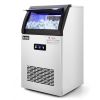ZOKOP Commercial Stainless Steel Freestanding Ice Maker Cube Machine, 120lbs/24H for Home/Kitchen/Office/Restaurant/Bar/Coffee Shop - stainless steel