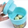 Plastic Garlic Press Multi-function Stainless Steel Ginger Presser Garlic Crusher Mincer Cutter Grater Dicing and Storage Kitchen Vegetable Tool - blu