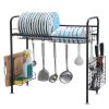 Stainless Steel Single Layer, Inner Length 90cm Kitchen Bowl Rack Shelf - Black
