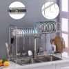 Stainless Steel Single Layer, Inner Length 90cm Kitchen Bowl Rack Shelf - Silver
