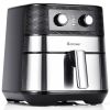 1700W 5.3 QT Electric Hot Air Fryer with Stainless steel and Non-Stick Fry Basket - black