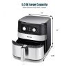 1700W 5.3 QT Electric Hot Air Fryer with Stainless steel and Non-Stick Fry Basket - black