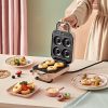 Liven Multifunctional Breakfast Maker,Sandwich Maker,Waffle Maker,Doughnut Maker, Nonstick,Quick & Easy - Pink